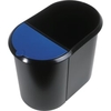 helit Papierkorb Duo-System "the double",  20 + 9 Liter H6103993,  Farbe: schwarz/blau