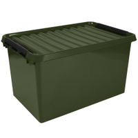 helit the q-line Aufbewahrungsbox mit Deckel,  grün/schwarz H6166252,  1 Box,  62 Liter