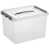 helit "the q-line" Aufbewahrungsbox mit Deckel,  transparent H6160402,  1 Box mit Tragegriff,  22 Liter