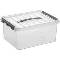 helit the q-line Aufbewahrungsbox mit Deckel,  transparent H6162602,  1 Box mit Tragegriff,  15 Liter