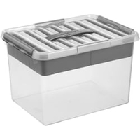 helit the q-line Aufbewahrungsbox mit Deckel und Einsätzen H6161002,  1 Box mit Tragegriff,  22 Liter