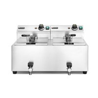 HENDI Fritteuse Profi Line mit Ablasshahn,  2 x 8 L 209301,  Maße: (B x T x H) 515 x 605 x 350 mm