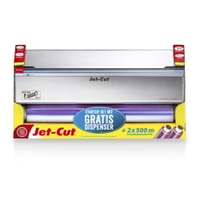 Jet-Cut Starter-Set Frischhaltefolie Nachfüllsystem,  3-teilig 2 x Jet-Cut PVC Folien (B x L): 0, 45 x 500 m + gratis Dispenser