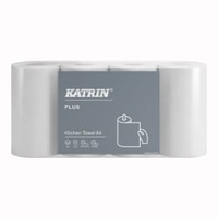 Katrin Plus Küchenrolle,  weiß,  3-lagig 231004,  1 Packung = 4 Rollen à 64 Blatt