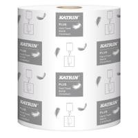 KATRIN Plus M 2 Papierhandtuchrolle,  weiß 447627,  1 Paket = 6 Rollen à 450 Blatt