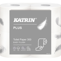 KATRIN Plus Toilet 300 EasyFlush Toilettenpapier 105003,  1 Paket = 5 x 4 Rollen = 20 Rollen á 300 Batt