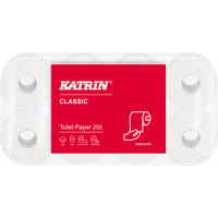 KATRIN Toilettenpapierrolle 250 Blatt 104773,  1 Packung = 8 Rollen à 250 Blatt