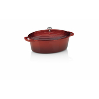Kela Bräter mit Deckel Calido,  oval 11942,  Farbe: rot