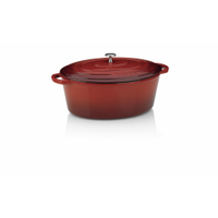 Kela Bräter mit Deckel Calido,  oval 11943,  Farbe: rot