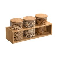Kesper Bambusregal Set mit Vorratsgläsern,  4-teilig 38060,  1 Set,  Füllmenge jeweils ca. 800 ml
