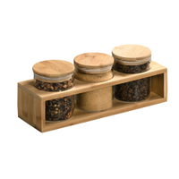 Kesper Bambusregal Set mit Vorratsgläsern,  4-teilig 38061,  1 Set,  Füllmenge jeweils ca. 200 ml