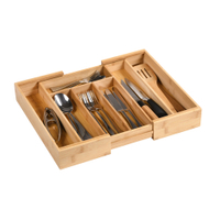 Kesper Variabler Besteckkasten,  Bambus 58084,  Variable Breite: 28, 5 - 40 cm,  Tiefe: 33, 5 cm,  Höhe: 6 cm