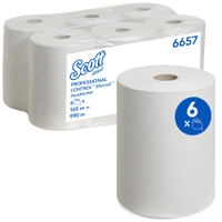 Kimberly-Clark Handtuchrolle SCOTT Slimroll,  weiß,  20 cm x 165 m 6657,  1 Paket = 6 Rollen à 165 m