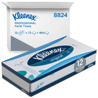 KLEENEX Kosmetiktücher,  3-lagig,  weiß 8824,  1 Karton = 12 Boxen à 72 Tücher = 864 Tücher