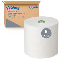 KLEENEX Papierhandtücher auf Rollen 1-lagig,  weiß,  Großrolle 6646,  1 Karton = 6 x 250 m = 1500 m