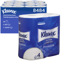 KLEENEX Toilettenpapier Rollen,  4-lagig,  weiß 8484,  1 Paket = 6 Päckchen à 4 Rollen = 24 Rollen