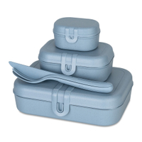 Koziol Lunchbos Set PASCAL READY inkl. Besteck,  4-teilig 7168716,  1 Set,  Farbe: blau