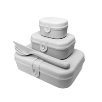 Koziol Lunchbox Set inkl. Besteck PASCAL READY,  4-teilig 3168670,  1 Set,  Farbe: grau