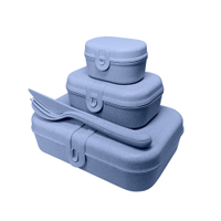 Koziol Lunchbox Set inkl. Besteck PASCAL READY,  4-teilig 3168671,  1 Set,  Farbe: blau