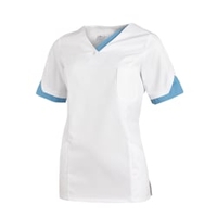 Leiber Damen Schlupfkasack,  kurzarm,  weiß/türkis 08/2539/0176-L,  Größe: L