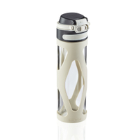 Leifheit Glas Flip Trinkflasche,  600 ml 3255,  Farbe: silber