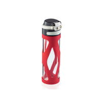 Leifheit Glas Flip Trinkflasche,  600 ml 3256,  Farbe: rot