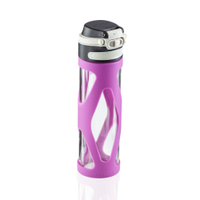 Leifheit Glas Flip Trinkflasche,  600 ml 3257,  Farbe: lila