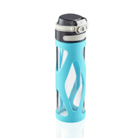 Leifheit Glas Flip Trinkflasche,  600 ml 3259,  Farbe: wasserblau