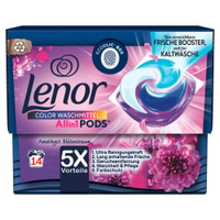 Lenor All in 1 PODS Colorwaschmittel Amethyst Blütentraum 8006540926017,  1 Packung = 14 Pods à 19, 3 g