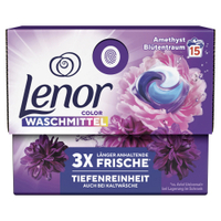 Lenor All in 1 PODS Colorwaschmittel Amethyst Blütentraum 8700216292528,  1 Packung = 15 Pods à 20, 1 g
