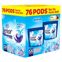 Lenor All in 1 PODS Universalwaschmittel Aprilfrisch 8006540925645,  1 Packung = 2 x 38 Pods à 19, 3 g