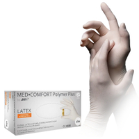 MED-COMFORT Polymer Plus Latexhandschuhe,  puderfrei,  beige 01034-M,  1 Karton = 10 Packungen à 100 Stück,  Größe M