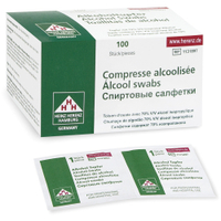 Meditrade Alkoholtupfer 4465,  1 Packung = 100 Stück,  Größe: 3 x 3 cm,  gefaltet