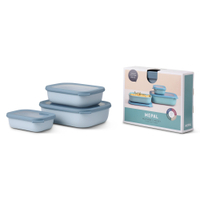 Mepal Frischhaltedose Set cirqula rechteckig,  flach,  3-teilig 106270015700,  Farbe: blau,  Nordic blue