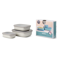 Mepal Frischhaltedose Set cirqula rechteckig,  flach,  3-teilig 106270032500,  Farbe: weiß,  Nordic white