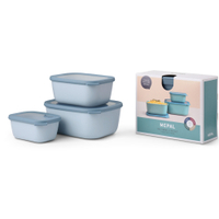 Mepal Frischhaltedose Set cirqula rechteckig,  hoch,  3-teilig 106271015700,  Farbe: blau,  Nordic blue