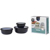 Mepal Frischhaltedose Set cirqula rund,  3-teilig,  flach 106230041100,  Farbe: schwarz