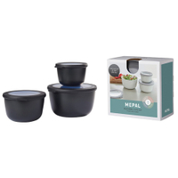 Mepal Frischhaltedose Set cirqula rund,  3-teilig,  hoch 106231041100,  Farbe: schwarz