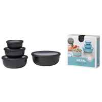 Mepal Frischhaltedose Set cirqula rund,  4-teilig,  flach 106232041100,  Farbe: schwarz