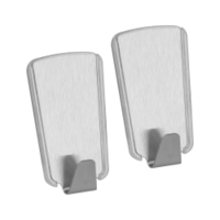 Metaltex pullCLEAN Klebehaken,  Inox gebürstet,  trapezförmig 291020000,  1 Packung = 2 Stück,  silber