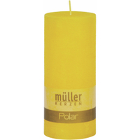 Müller Kerzen Polar Stumpenkerze 160/68mm,  Raureif-Effekt 5461606826,  1 Packung = 4 Stück,  gelb