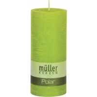 Müller Kerzen Polar Stumpenkerze 160/68mm,  Raureif-Effekt 5461606876,  1 Packung = 4 Stück,  maigrün