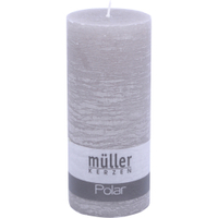 Müller Kerzen Polar Stumpenkerze 160/68mm,  Raureif-Effekt 5461606881,  1 Packung = 4 Stück,  schiefer