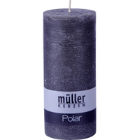 Müller Kerzen Polar Stumpenkerze 160/68mm,  Raureif-Effekt 5461606889,  1 Packung = 4 Stück,  asphalt