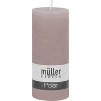 Müller Kerzen Polar Stumpenkerze 160/68mm,  Raureif-Effekt 546160688G,  1 Packung = 4 Stück,  naturgrau