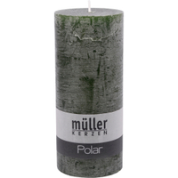 Müller Kerzen Polar Stumpenkerze 160/68mm,  Raureif-Effekt 54616068DM,  1 Packung = 4 Stück,  dunkelgrün