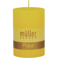 Müller Kerzen Polar Stumpenkerzen 100/68 mm,  Raureif-Effekt 5461007226,  1 Packung = 4 Stück,  gelb