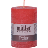Müller Kerzen Polar Stumpenkerzen 100/68 mm,  Raureif-Effekt 5461007244,  1 Packung = 4 Stück,  rot