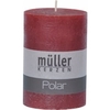 Müller Kerzen Polar Stumpenkerzen 100/68 mm,  Raureif-Effekt 5461007247,  1 Packung = 4 Stück,  weinrot