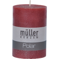 Müller Kerzen Polar Stumpenkerzen 100/68 mm,  Raureif-Effekt 5461007247,  1 Packung = 4 Stück,  weinrot